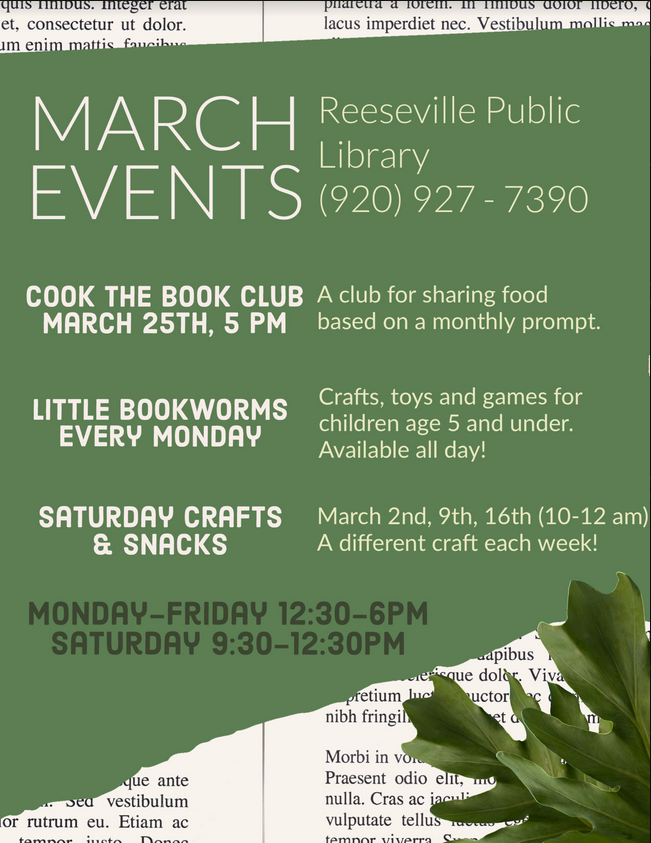 Reeseville Public Library Over 50 Years of Library Service to the
